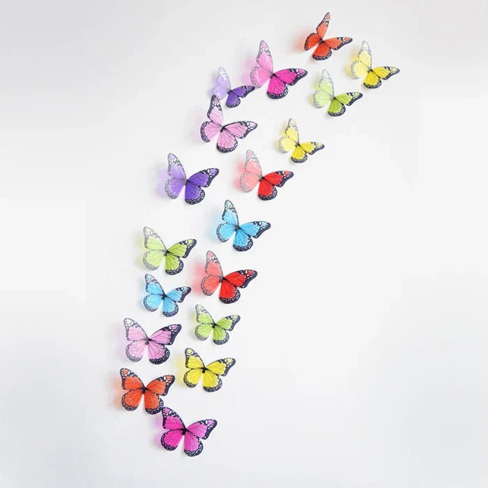 Autocollants muraux en 3D Schmetterlings Miravela CrystalWings | Set de 18 papillons décoratifs en PVC résistants aux intempéries | Pour jardin, mariage et espaces de vie