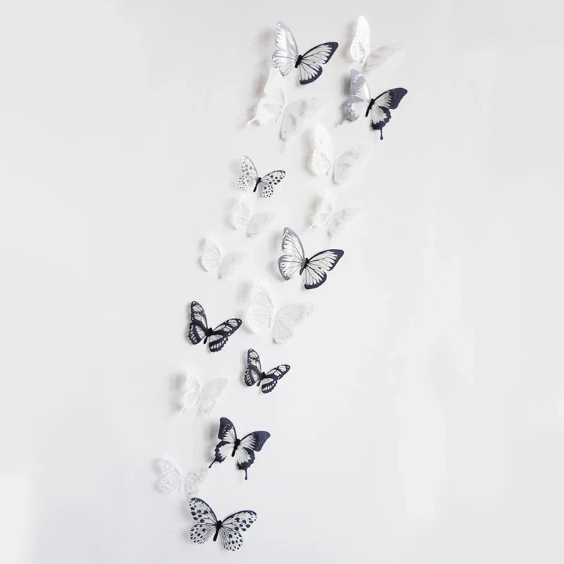Autocollants muraux en 3D Schmetterlings Miravela CrystalWings | Set de 18 papillons décoratifs en PVC résistants aux intempéries | Pour jardin, mariage et espaces de vie