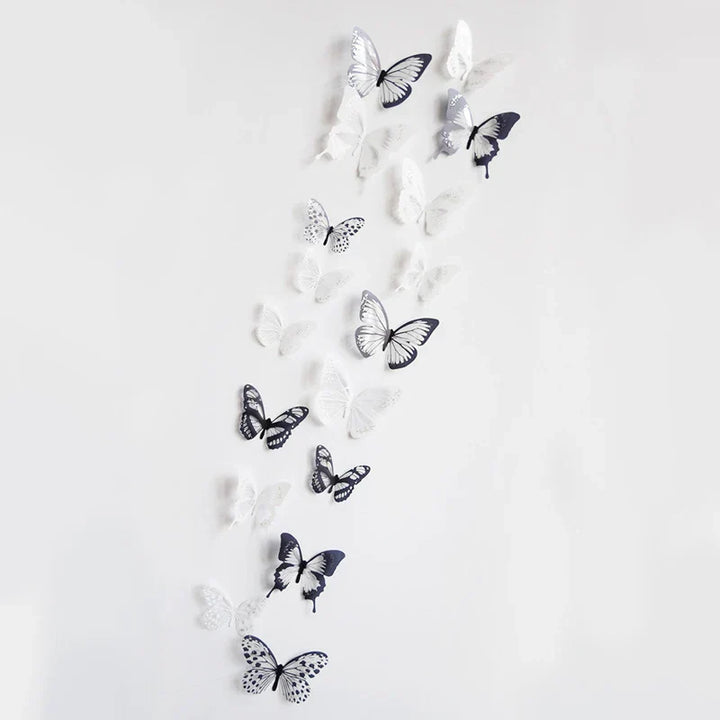 Autocollants muraux en 3D Schmetterlings Miravela CrystalWings | Set de 18 papillons décoratifs en PVC résistants aux intempéries | Pour jardin, mariage et espaces de vie