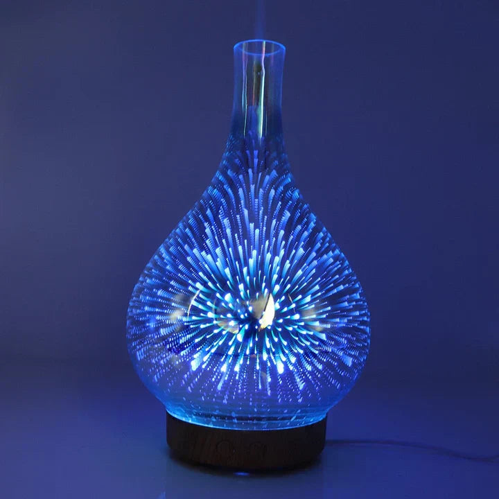 Diffuseur d'arômes Vivalume avec LED | Effet verre 3D & brumisation ultrasonique | Réservoir d'eau de 500 ml | Changement de couleur & minuterie
