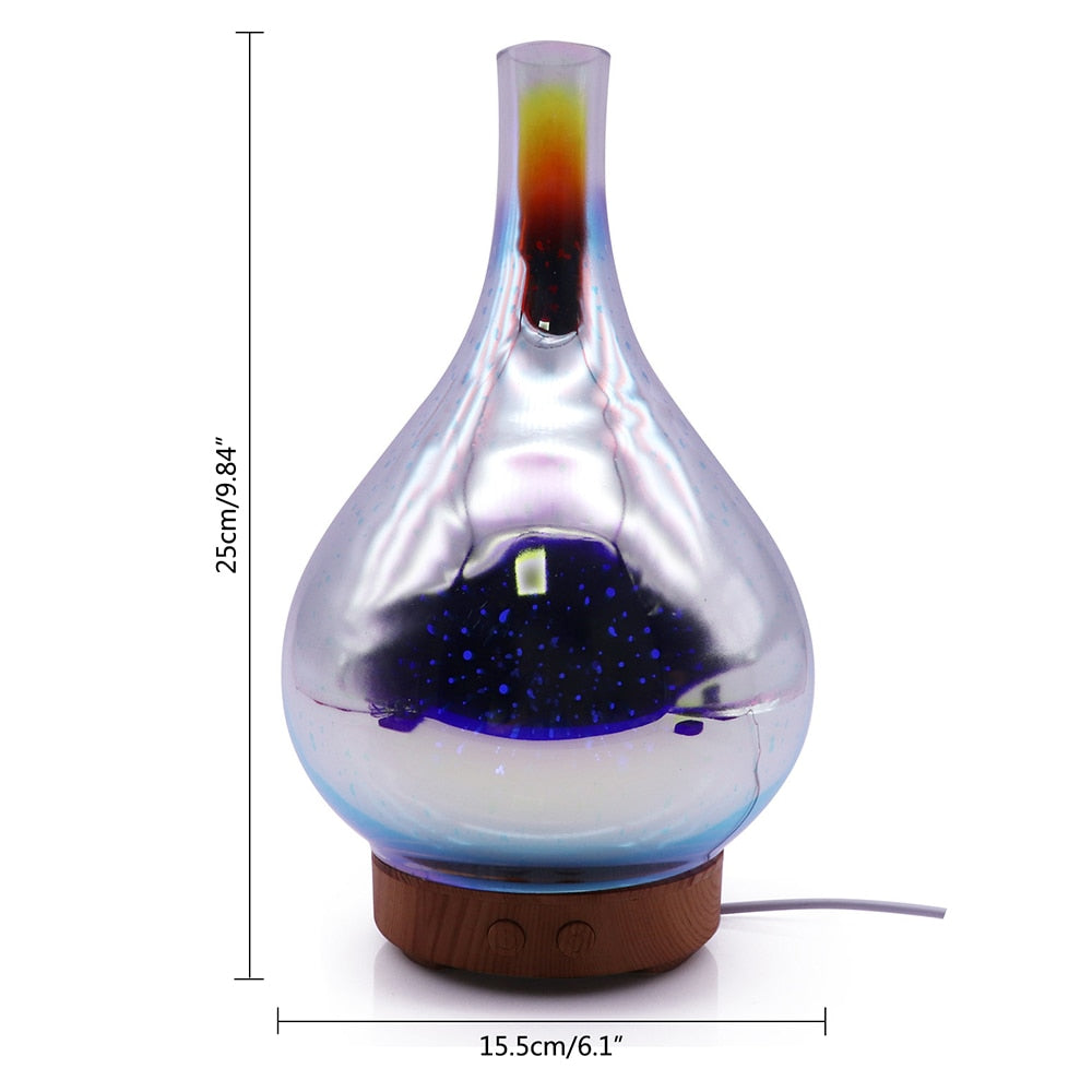Diffuseur AromaLume | Réservoir d'eau de 100 ml | 7 couleurs LED | Design en verre avec aromathérapie