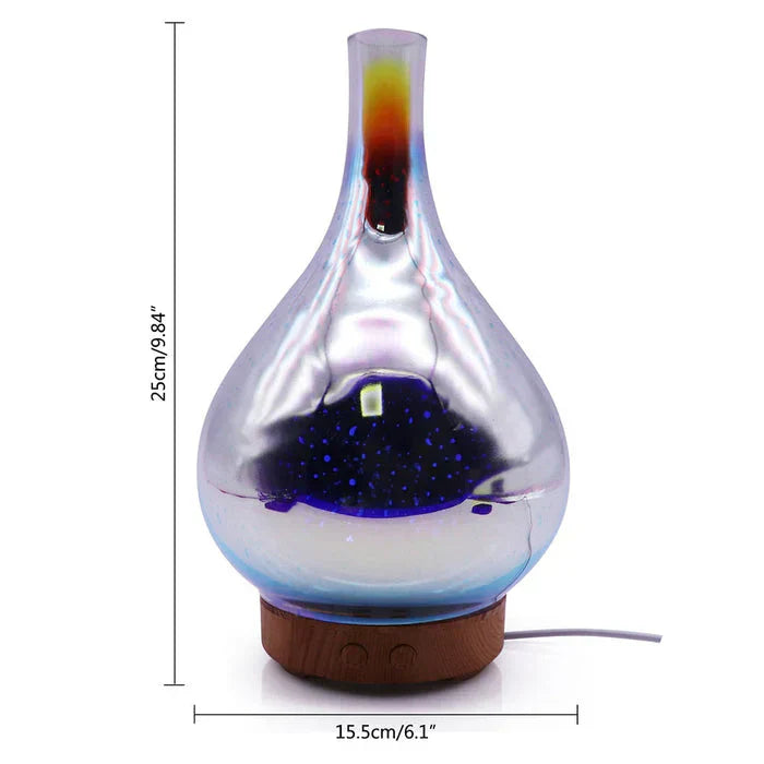 Diffuseur d'arômes Vivalume avec LED | Effet verre 3D & brumisation ultrasonique | Réservoir d'eau de 500 ml | Changement de couleur & minuterie