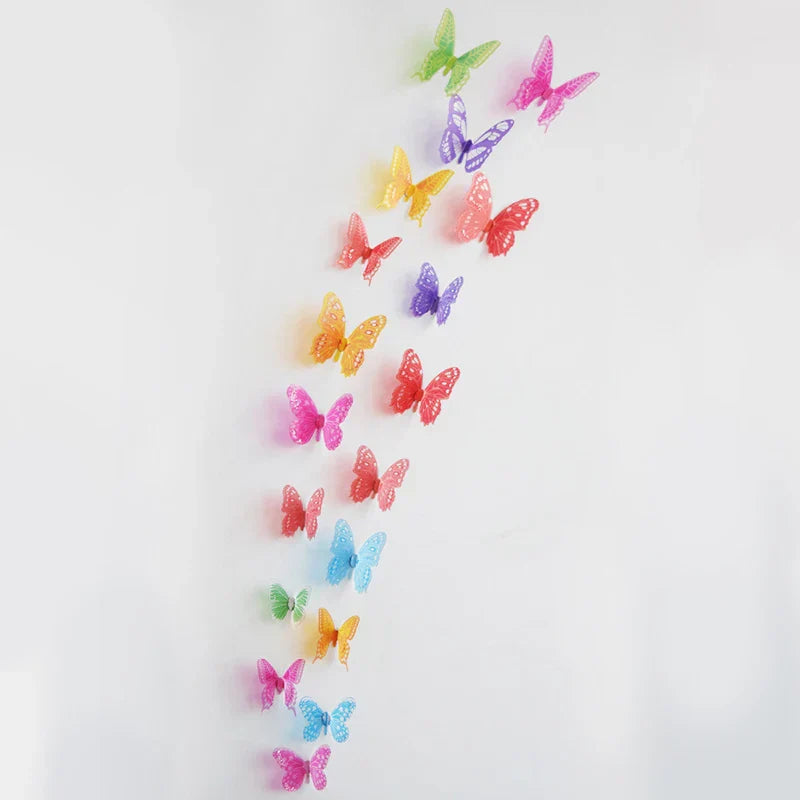 Autocollants muraux en 3D Schmetterlings Miravela CrystalWings | Set de 18 papillons décoratifs en PVC résistants aux intempéries | Pour jardin, mariage et espaces de vie