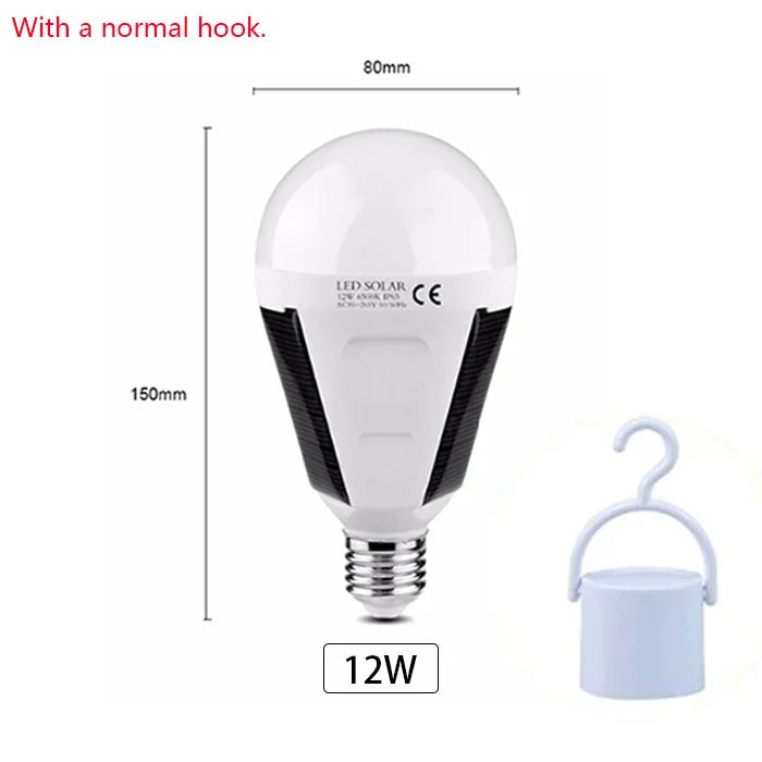 Ampoule LED Solaire Solonight avec douille E27 | 7W/12W | Rechargeable et Étanche | Pour Camping, Jardin et Lumière d'Urgence