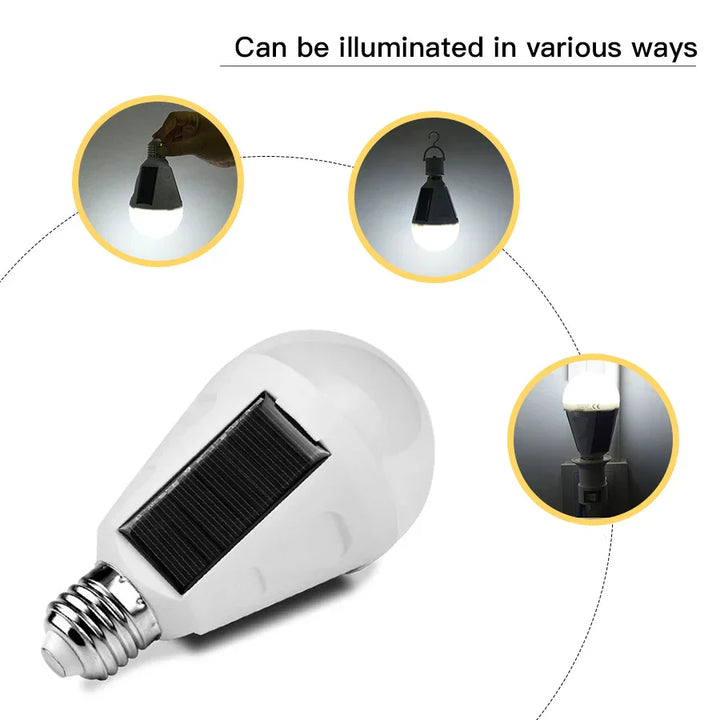 Ampoule LED Solaire Solonight avec douille E27 | 7W/12W | Rechargeable & Étanche | Pour Camping, Jardin & Lumière d'Urgence