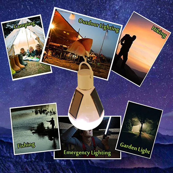 Ampoule LED Solaire Solonight avec douille E27 | 7W/12W | Rechargeable & Étanche | Pour Camping, Jardin & Lumière d'Urgence