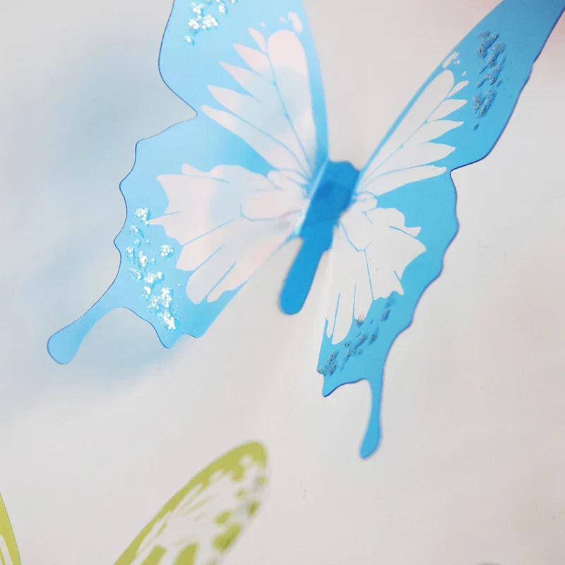 Autocollants muraux en 3D Schmetterlings Miravela CrystalWings | Set de 18 papillons décoratifs en PVC résistants aux intempéries | Pour jardin, mariage et espaces de vie