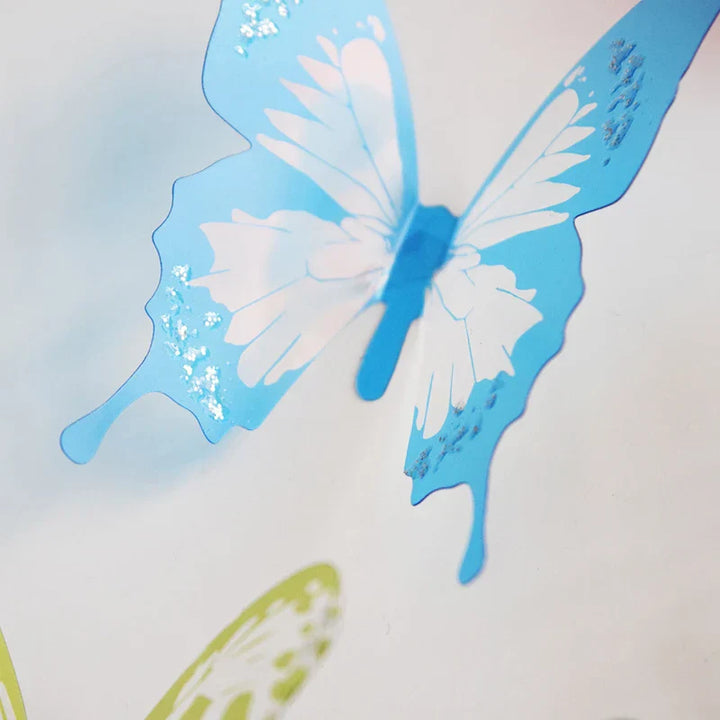 Autocollants muraux en 3D Schmetterlings Miravela CrystalWings | Set de 18 papillons décoratifs en PVC résistants aux intempéries | Pour jardin, mariage et espaces de vie