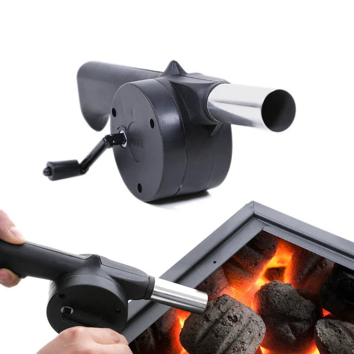 GrillMeister Pro BBQ Ventilateur à Main | Manuel & Sûr | Contrôle Parfait des Braises | Acier Inoxydable