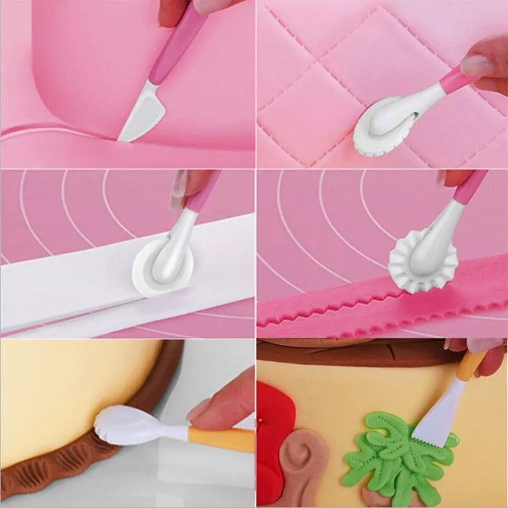 Backdeko Stilo | Ensemble de modélisation de gâteaux 4 pièces | Plastique | Réutilisable et alimentaire