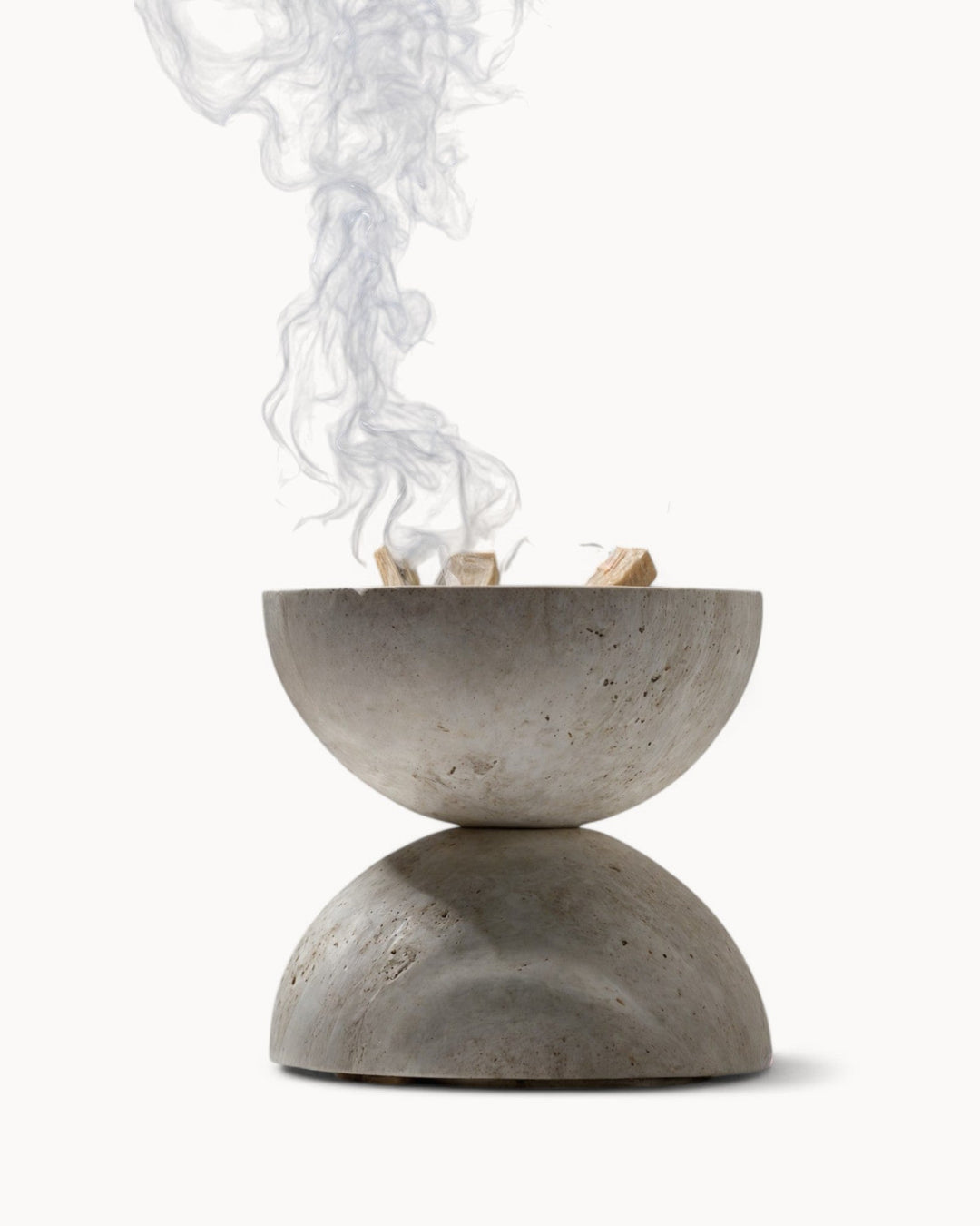 Brûleur d'encens Wabi Sabi - Pierre naturelle de travertin beige, fait main