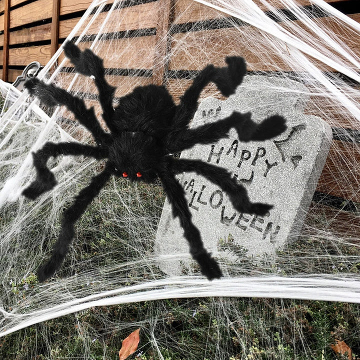 Aracnora Halloween Araignée Géante | Envergure de 200 cm | Avec Yeux Lumineux Rouges | Pour Intérieur & Extérieur