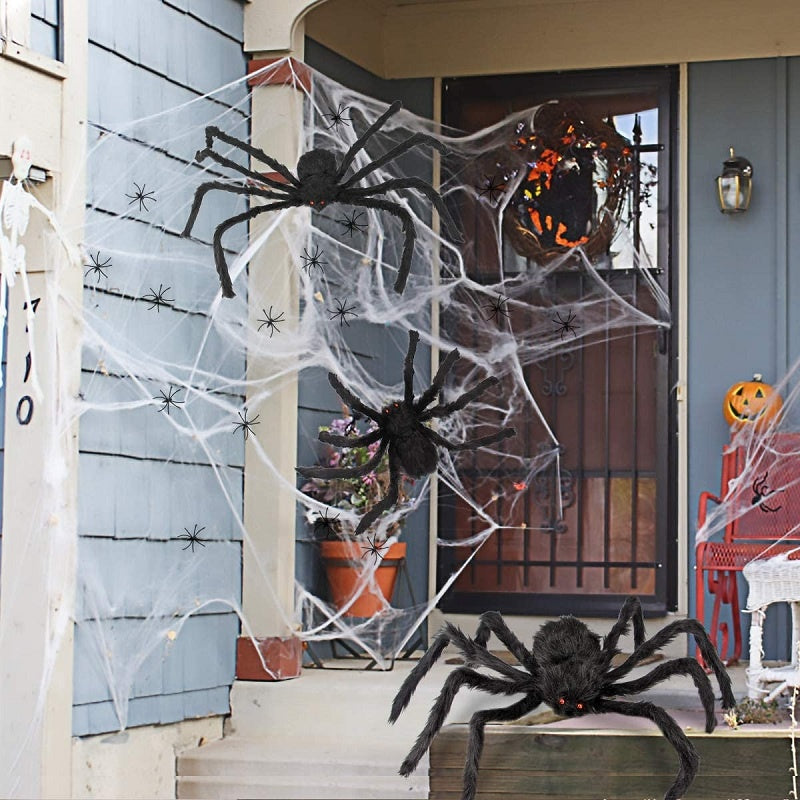 Aracnora Halloween Araignée Géante | Envergure de 200 cm | Avec Yeux Lumineux Rouges | Pour Intérieur & Extérieur