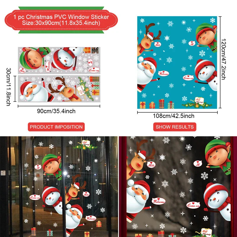 Autocollants de fenêtre de Noël Festivia | Décoration murale et de fenêtre « Joyeux Noël » | Autocollants de Noël amovibles pour la maison | Idées de décoration et de cadeau 2024–2025