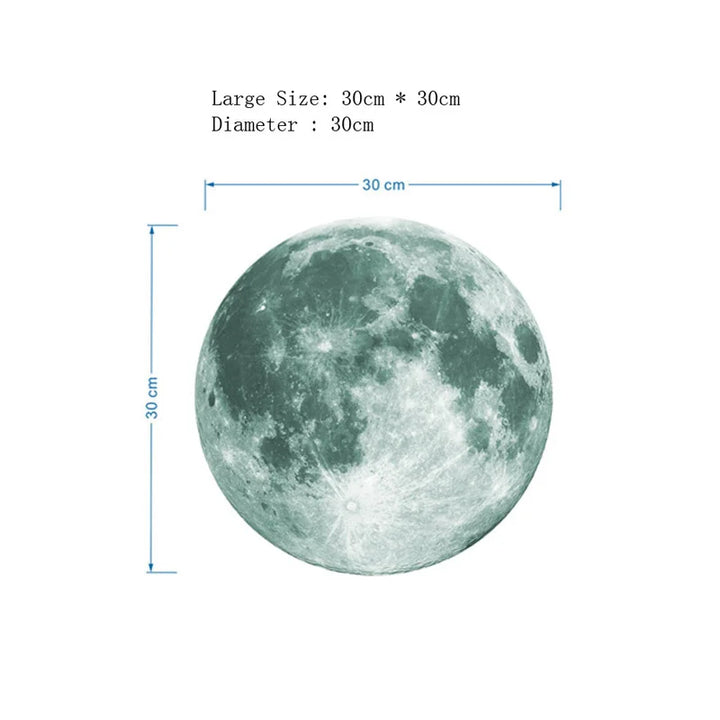 Autocollant mural Lune Lumineuse Lunaris Glow | Phosphorescent | 3 tailles | Autocollant et amovible