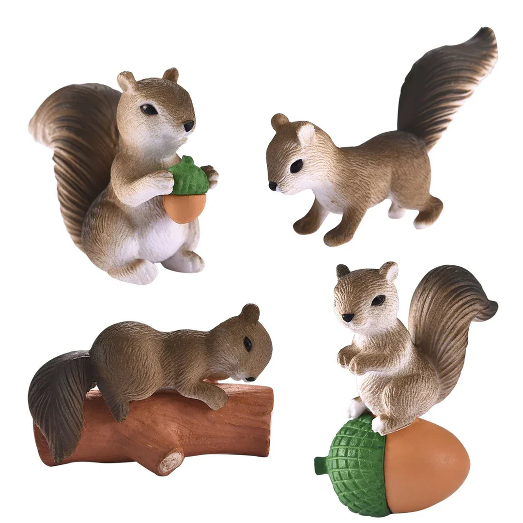NuttyFriends Minis | Ensemble de figurines écureuils | 4 pièces | Figurines animales miniatures | Décoration & ensemble de jeu pour enfants & maison