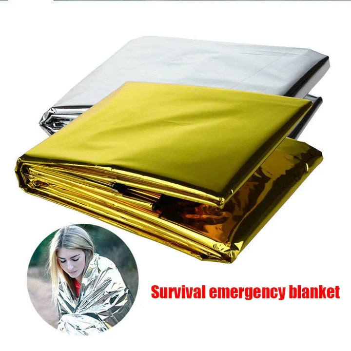 RescueShield | Couverture de secours | Réfléchissante & Imperméable | 210 × 130–160 cm | Argent/Or