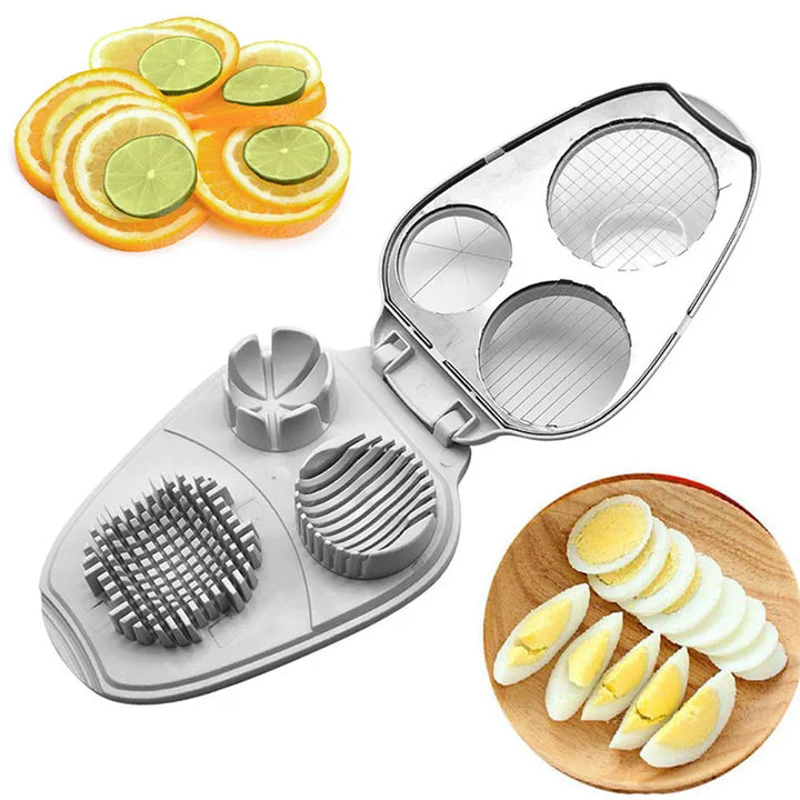 Schnibbolo 3-en-1 Coupe-oeufs & Coupe-légumes | Ustensile de cuisine manuel en acier inoxydable | Pour couper, hacher & couper en quartiers