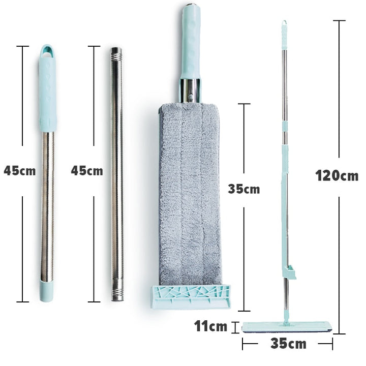 Balai à franges FlexiWisch EasyMop | Avec fonction d'essorage pliable | 2 pads lavables | Léger & Compact | Utilisable sans seau