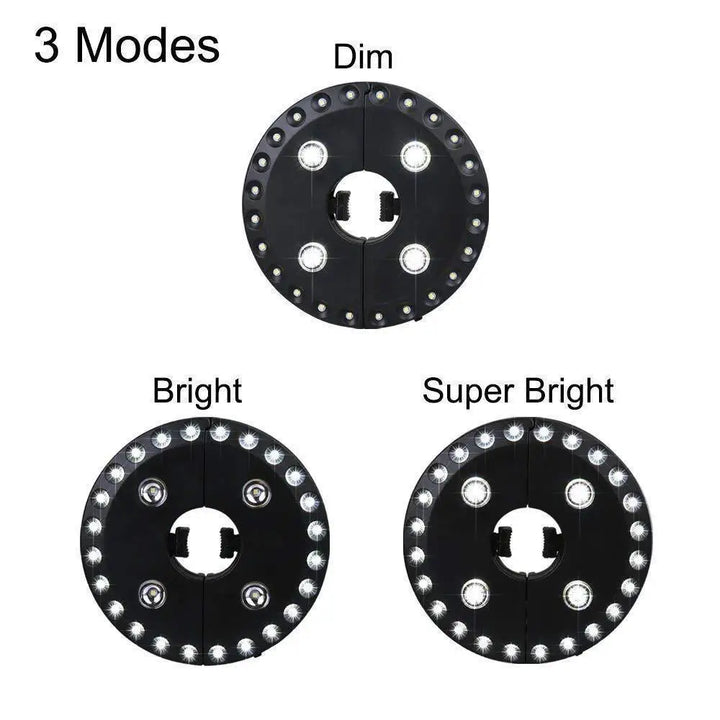 LUMIROOF Lampe de Parasol | 3 Niveaux de Luminosité | Sans Fil & Sans Outil | Pour Jardin, Balcon & Camping