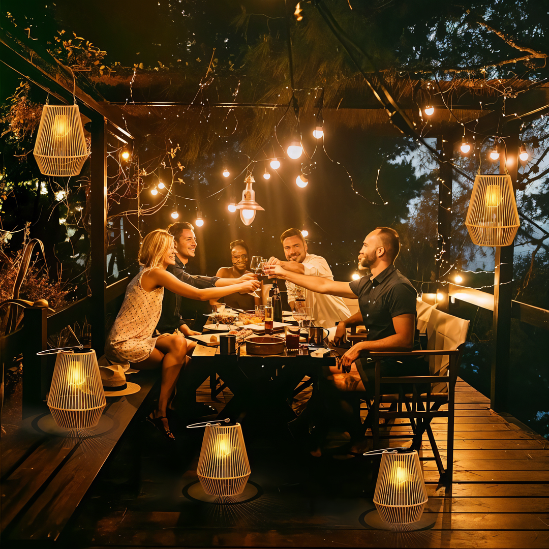 Luminara Naturlicht Lampe Solaire en Bambou | Tressée à la Main & Résistante aux Intempéries | 12 H de Durée d'Éclairage | Design Naturel