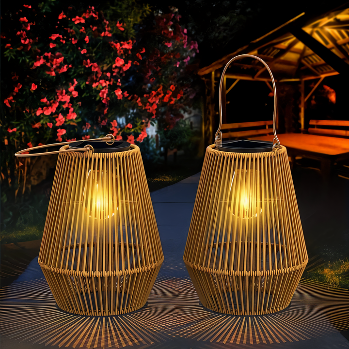 Luminara Naturlicht Lampe Solaire en Bambou | Tressée à la Main & Résistante aux Intempéries | 12 H de Durée d'Éclairage | Design Naturel