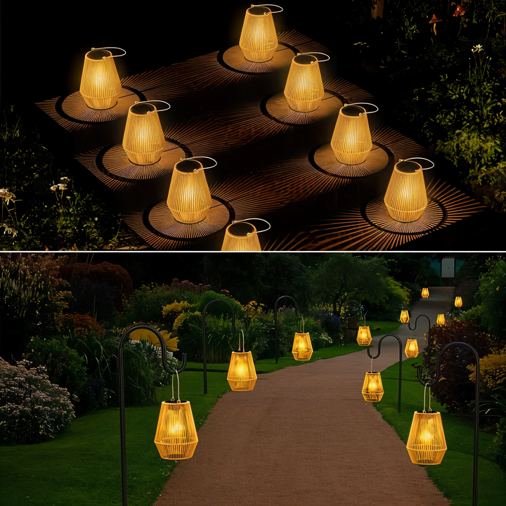 Luminara Naturlicht Lampe Solaire en Bambou | Tressée à la Main & Résistante aux Intempéries | 12 H de Durée d'Éclairage | Design Naturel