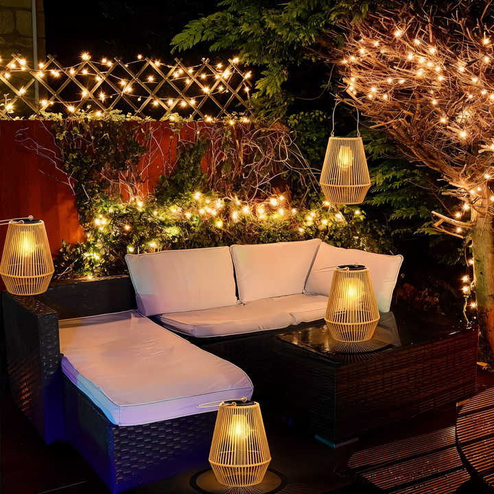 Luminara Naturlicht Lampe Solaire en Bambou | Tressée à la Main & Résistante aux Intempéries | 12 H de Durée d'Éclairage | Design Naturel