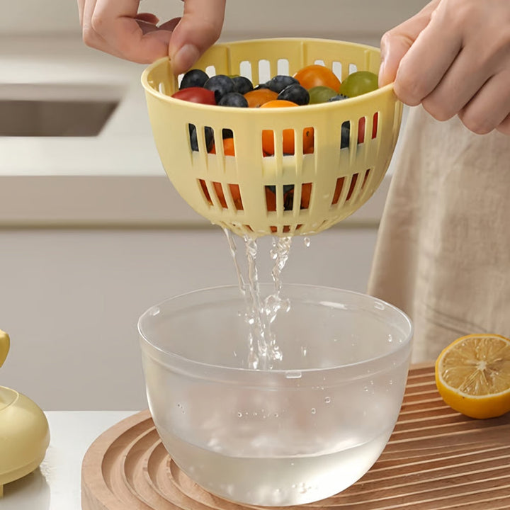 FreshSpin Pro – Essoreuse à salade et fruits 3-en-1 !