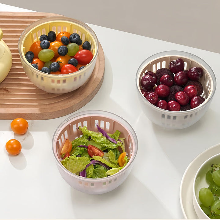 FreshSpin Pro – Essoreuse à salade et fruits 3-en-1 !