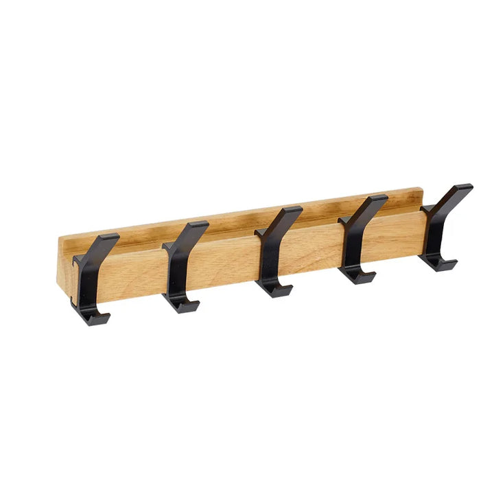 Nordivo porte-manteau mural avec crochets doubles mobiles | Design scandinave | Bois & Aluminium | Gain de place & Moderne