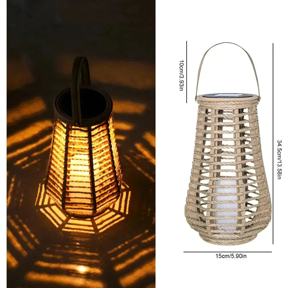 Solambra Lanterne Solaire Suspendue en Rattan | Lumière Blanc Chaud | Résistante aux Intempéries IP44 | Bambou & Rattan
