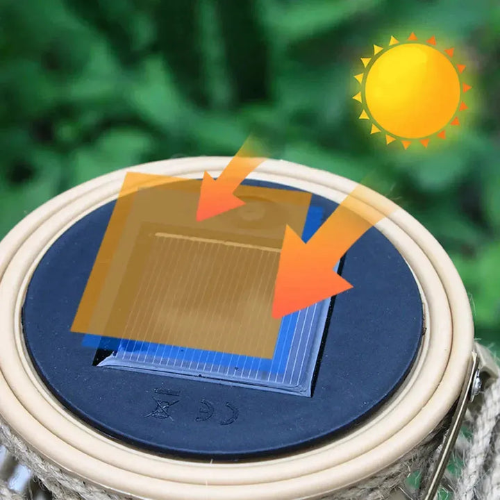 Solambra Lanterne Solaire Suspendue en Rattan | Lumière Blanc Chaud | Résistante aux Intempéries IP44 | Bambou & Rattan