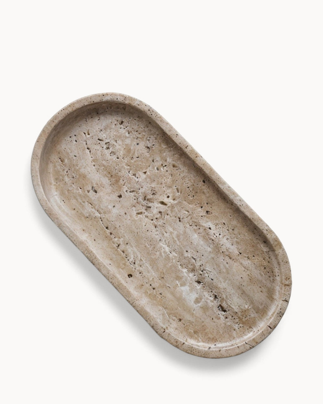 Plateau en céramique - Travertin beige - Pour parfums, bougies et bijoux