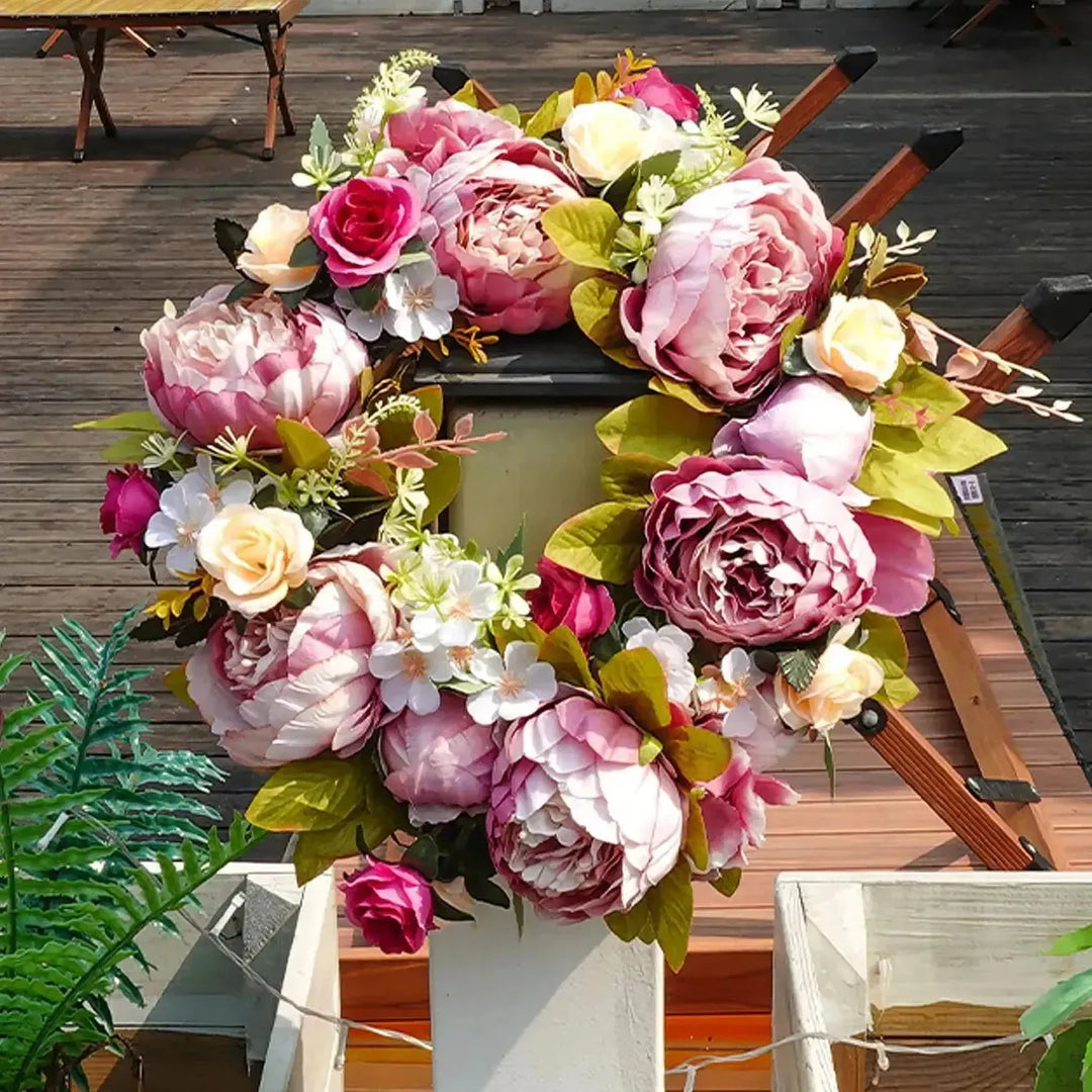 Couronne d'AutomneBloom | Pivoines artificielles | Résistante aux intempéries & Durable