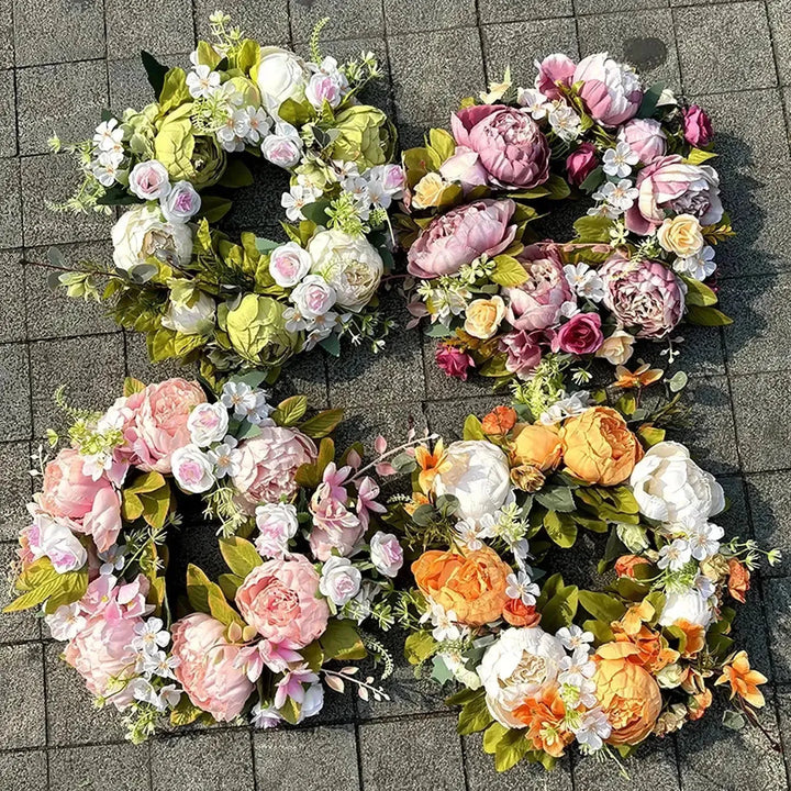 Couronne d'AutomneBloom | Pivoines artificielles | Résistante aux intempéries & Durable