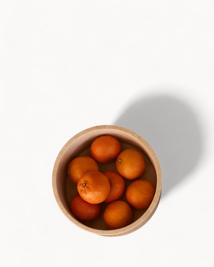 Vasque en travertin Lio - Pierre naturelle beige - 24 cm de diamètre - Design moderne