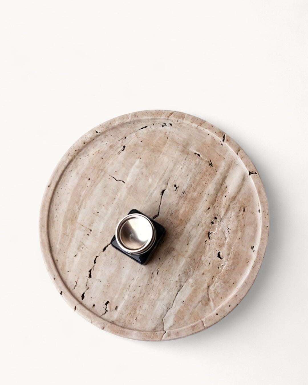 Plateau en céramique - Travertin beige - Pour parfums, bougies et bijoux