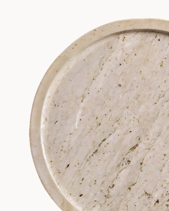 Plateau en céramique - Travertin beige - Pour parfums, bougies et bijoux