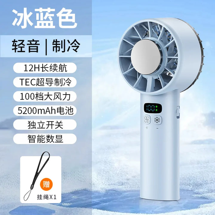 Ventilateur Mini-Frostonic avec refroidissement par glace & affichage LED | Rechargeable USB & Portable | Pour l'extérieur, les voyages & les chaudes journées d'été