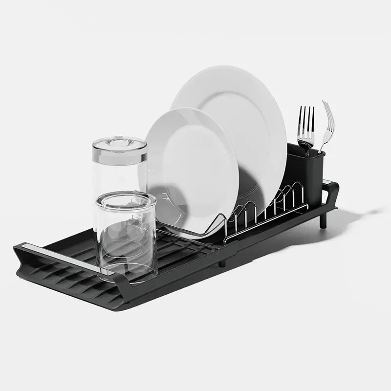 DryFlex Égouttoir télescopique | Extensible | Avec porte-couverts | Rangement de cuisine compact