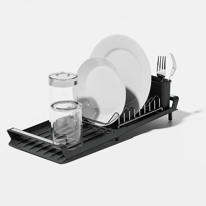 DryFlex Égouttoir télescopique | Extensible | Avec porte-couverts | Rangement de cuisine compact