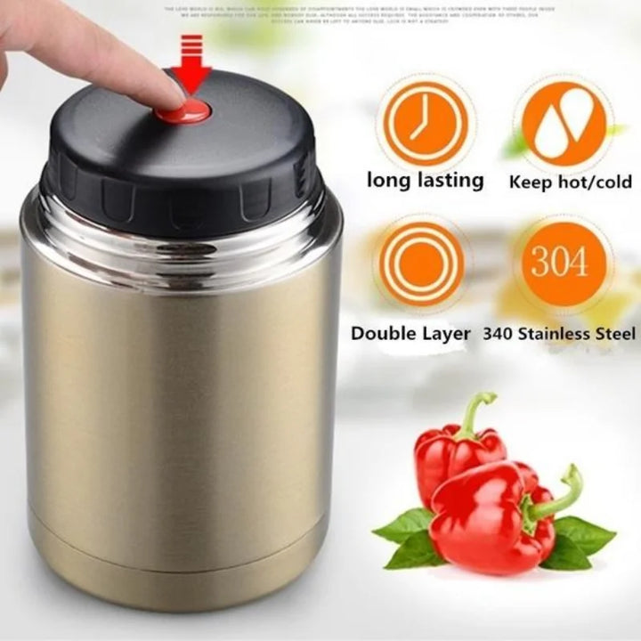 Hotoria Thermo Lunchbox | Boîte à lunch thermo | Récipient isolant en acier inoxydable | 800 ml / 1000 ml | Maintien au chaud & cuisson sans électricité