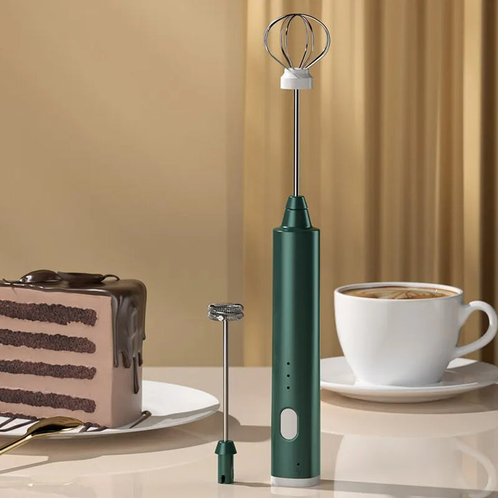 FROTHORIA Mousseur à lait électrique & Mixeur | Rechargeable | 3 Vitesses | 2 Accessoires