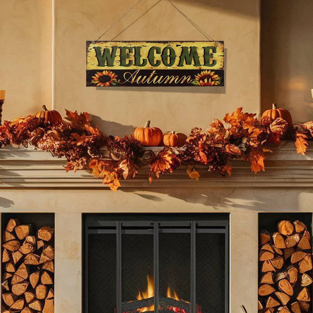 Panneau de bienvenue en bois HarvestWelcome | Décoration d'automne et de Thanksgiving pour porte et jardin
