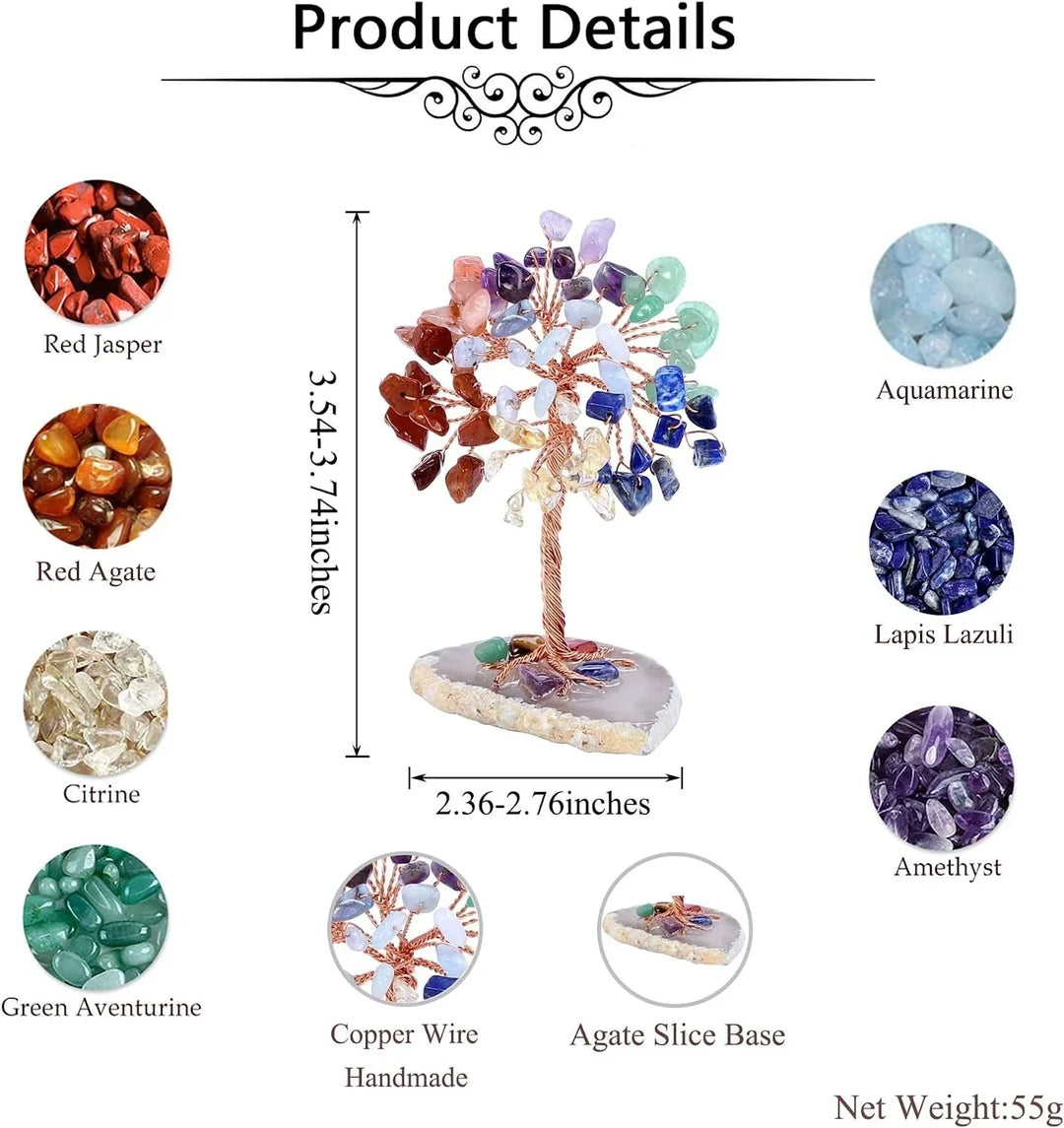 Arbre de Cristal Arbre de Vie | Décoration en Pierre Semi-Précieuse | Arbre de Chance & Feng Shui | 12 cm
