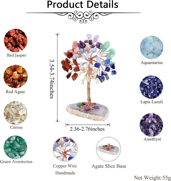 Arbre de Cristal Arbre de Vie | Décoration en Pierre Semi-Précieuse | Arbre de Chance & Feng Shui | 12 cm