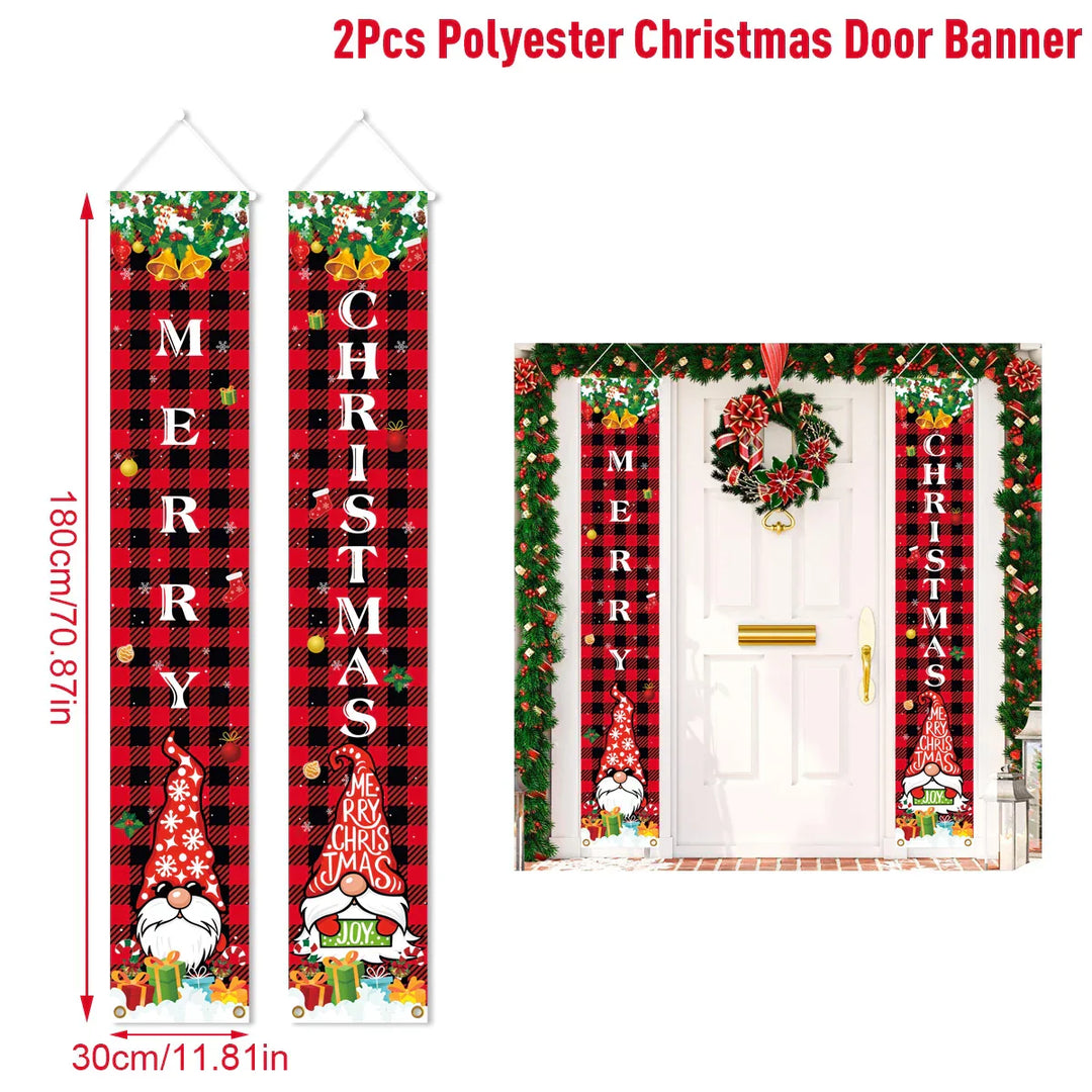 Bannière de porte de Noël | Écriture Joyeux Noël | Décoration suspendue pour la maison | Décoration de porte festive 2025/2026