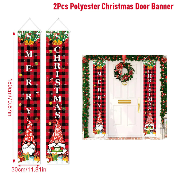 Bannière de porte de Noël | Écriture Joyeux Noël | Décoration suspendue pour la maison | Décoration de porte festive 2025/2026