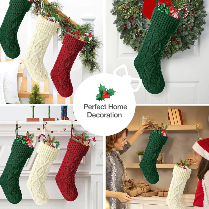 Chaussette de Noël CozyKnit Grande | Tricotée & Douce | Décoration de Noël pour Enfants & Famille | Design Classique